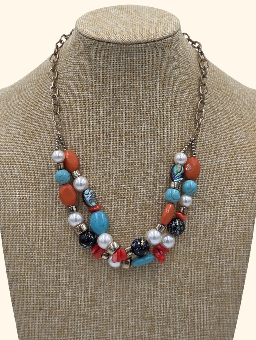 Treska Multicolor Beaded Statement Necklace Multi Strand Layered